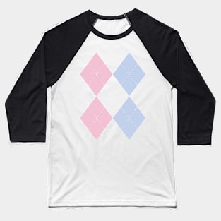 pink + blue argyle Baseball T-Shirt